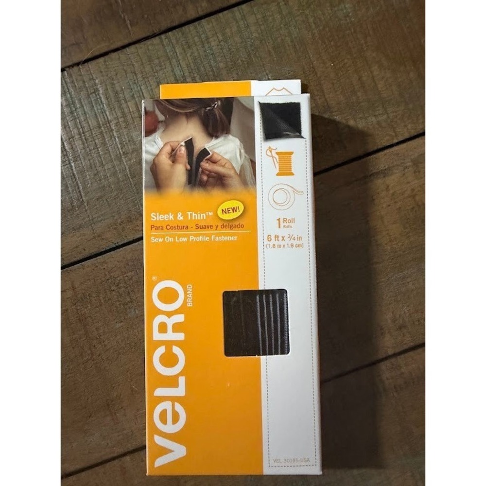 VELCRO Brand Sleek & Thin Sew On Fastener Tape Black 6ft x 3/4in VEL-30185-USA